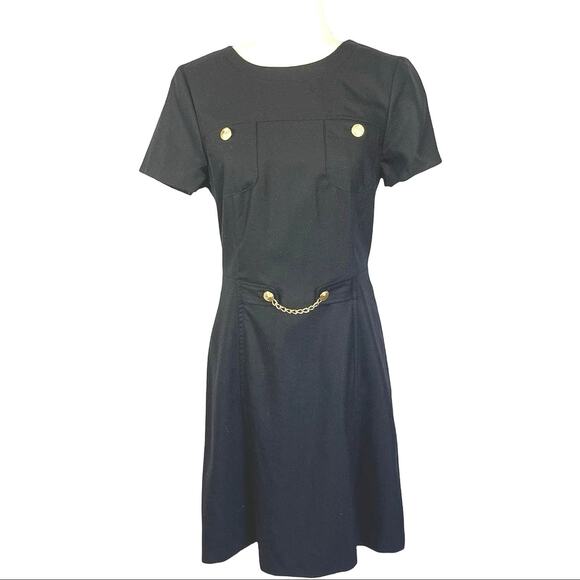 J. McLaughlin Classic Black Fine Wool Short Sleeve Dress Size 6 - Picture 1 of 11